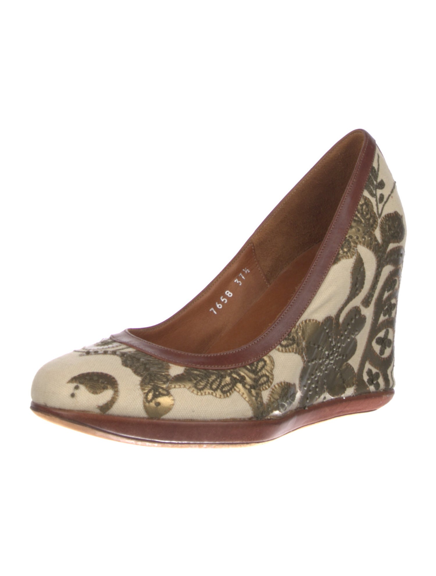 Dries Van Noten Canvas Floral Print Pumps
