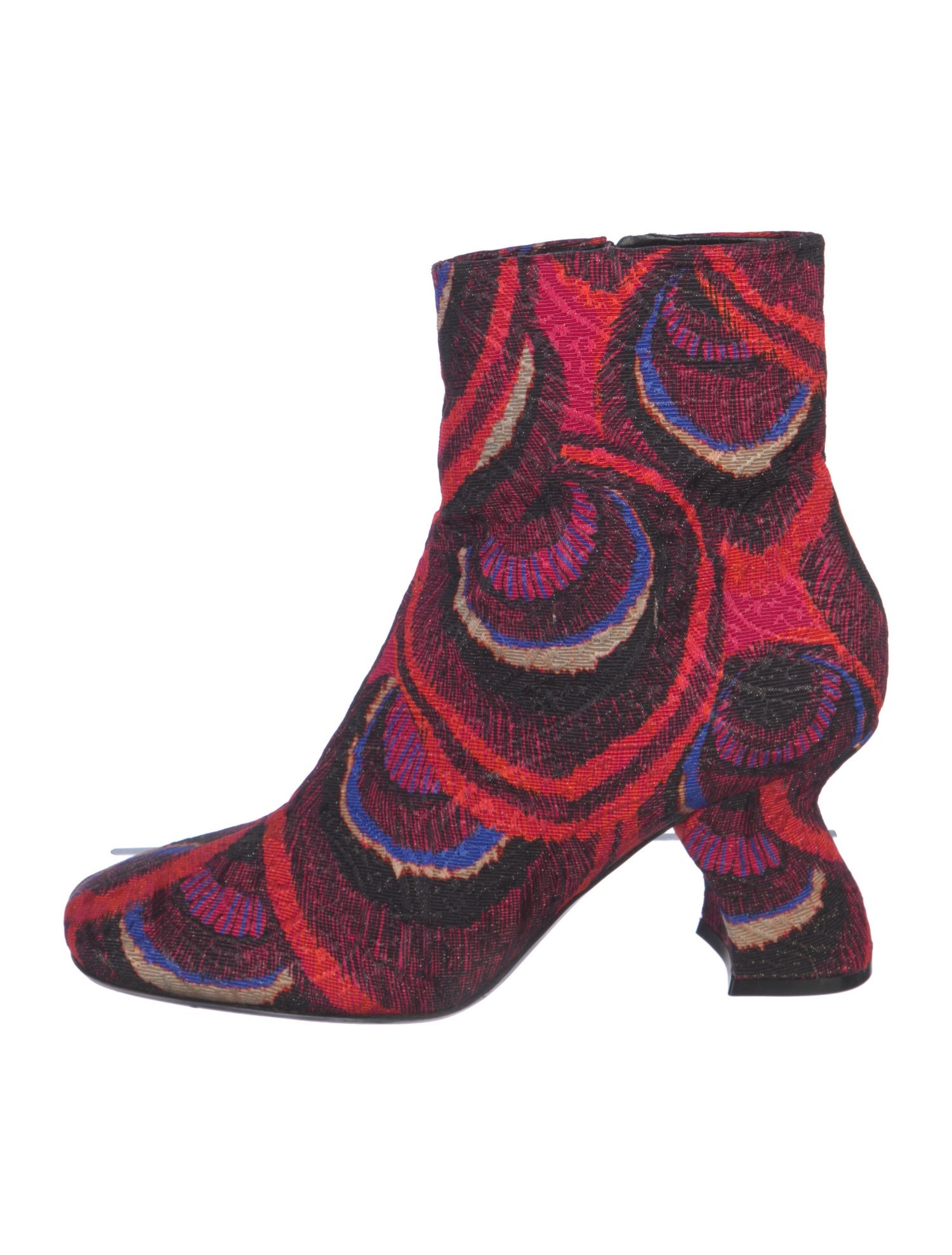 Dries Van Noten Printed Glitter Accents Moto Boots