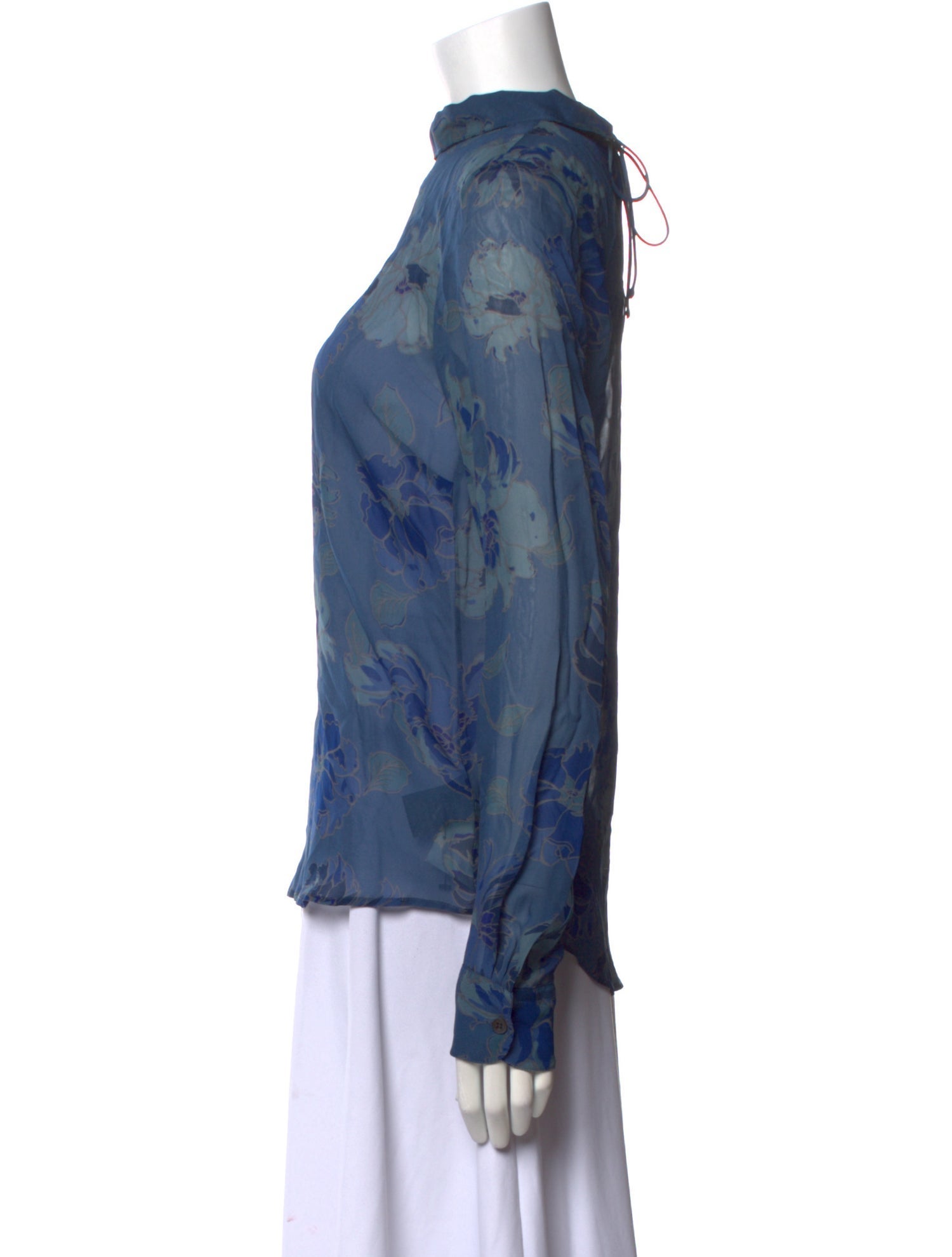 Dries Van Noten Floral Print Mock Neck Blouse