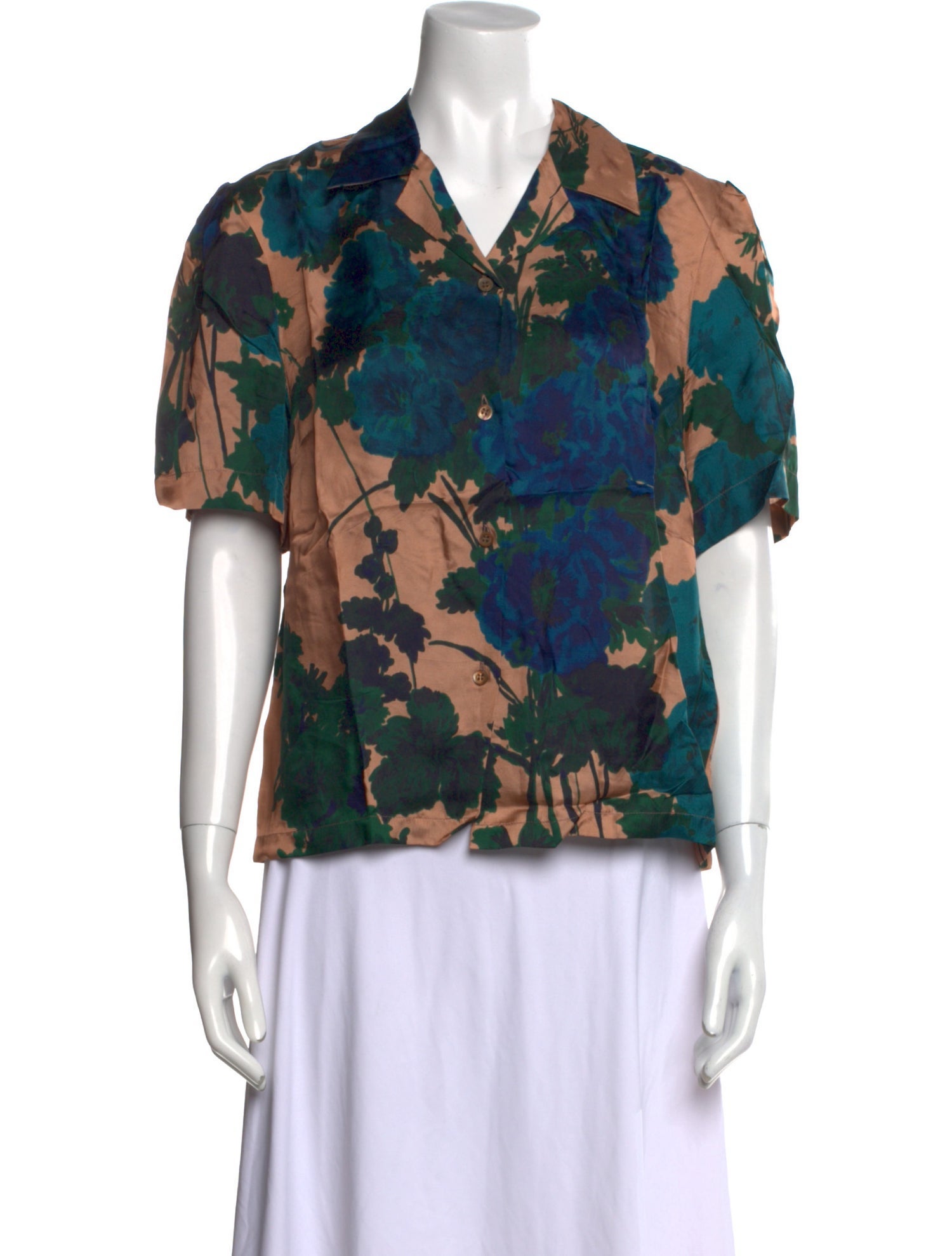 Dries Van Noten Floral Print V-Neck Blouse