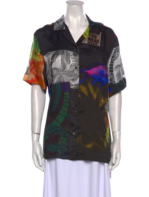 Dries Van Noten Printed Short Sleeve Button-Up Top