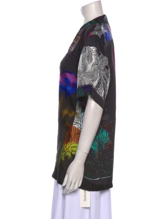 Dries Van Noten Printed Short Sleeve Button-Up Top