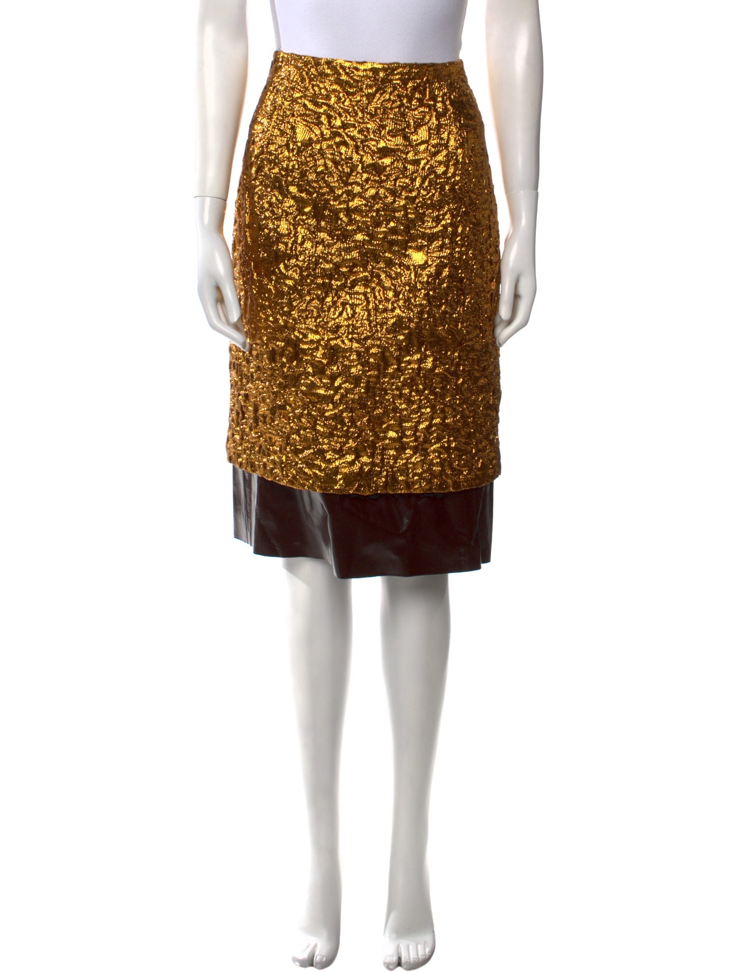 Dries Van Noten Colorblock Pattern Knee-Length Skirt