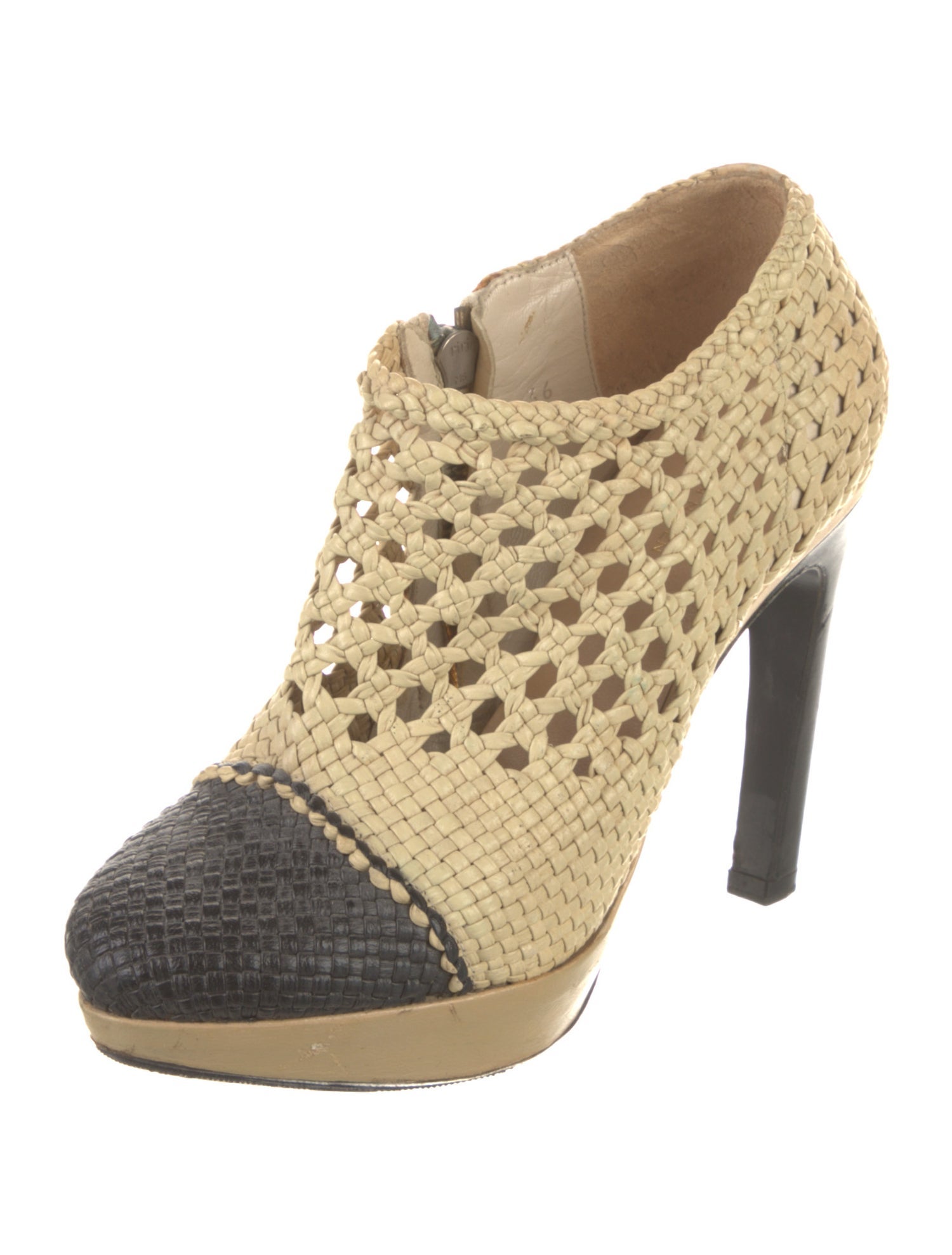 Dries Van Noten Vintage Raffia Lace-Up Boots