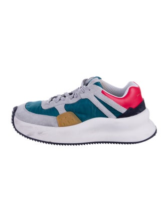 Dries Van Noten Suede Colorblock Pattern Athletic Sneakers