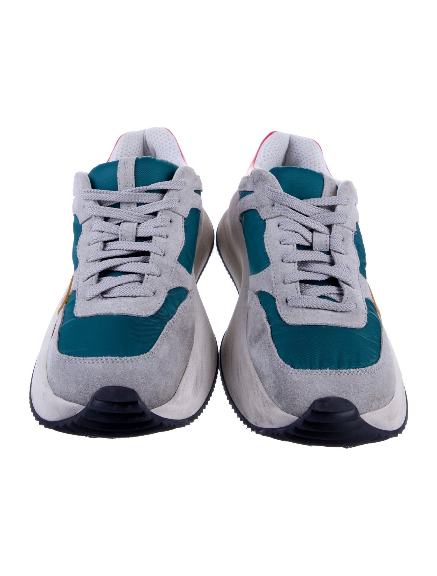 Dries Van Noten Suede Colorblock Pattern Athletic Sneakers