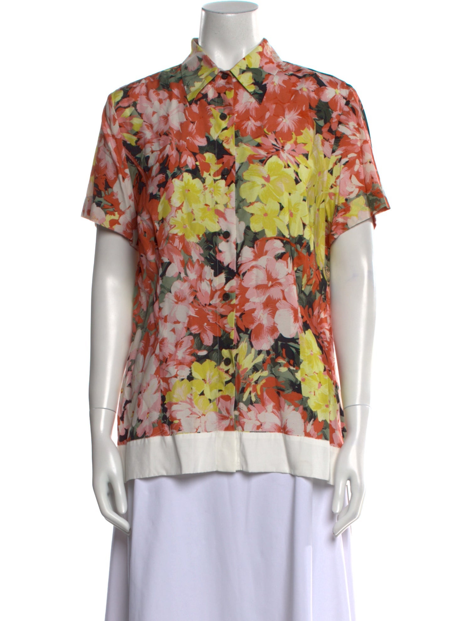 Dries Van Noten Floral Print Short Sleeve Button-Up Top