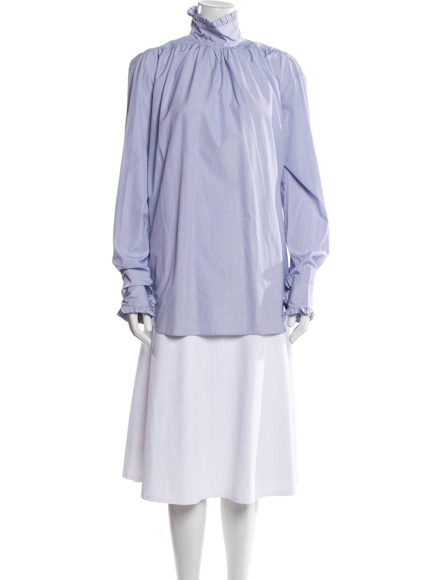 Dries Van Noten Striped Mock Neck Button-Up Top w/ Tags