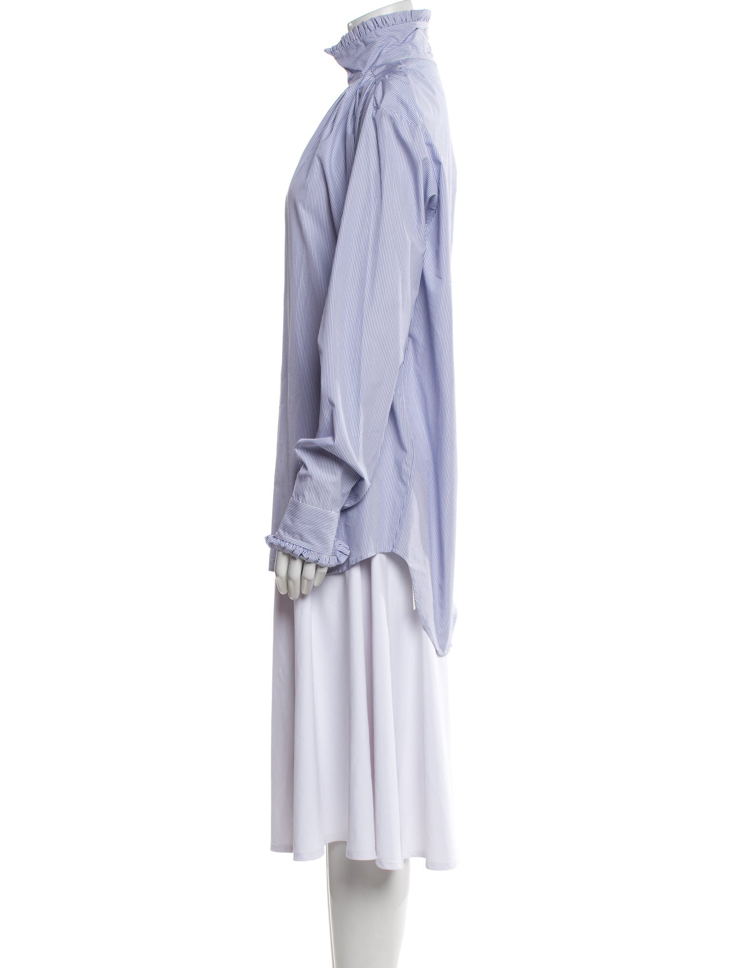 Dries Van Noten Striped Mock Neck Button-Up Top w/ Tags