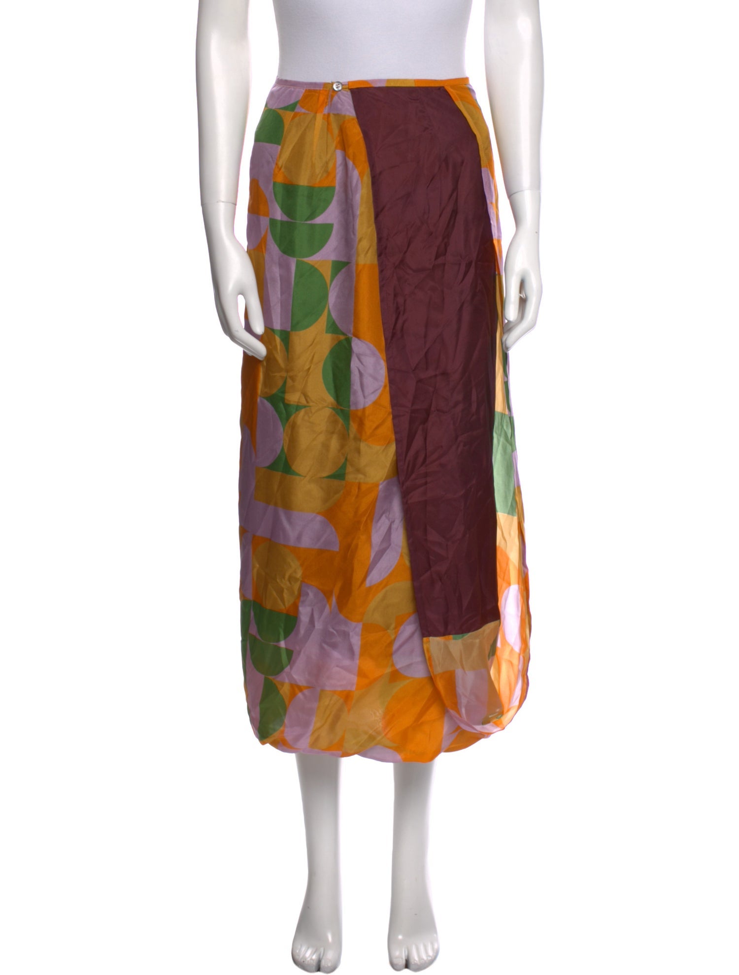 Dries Van Noten Silk Midi Length Skirt