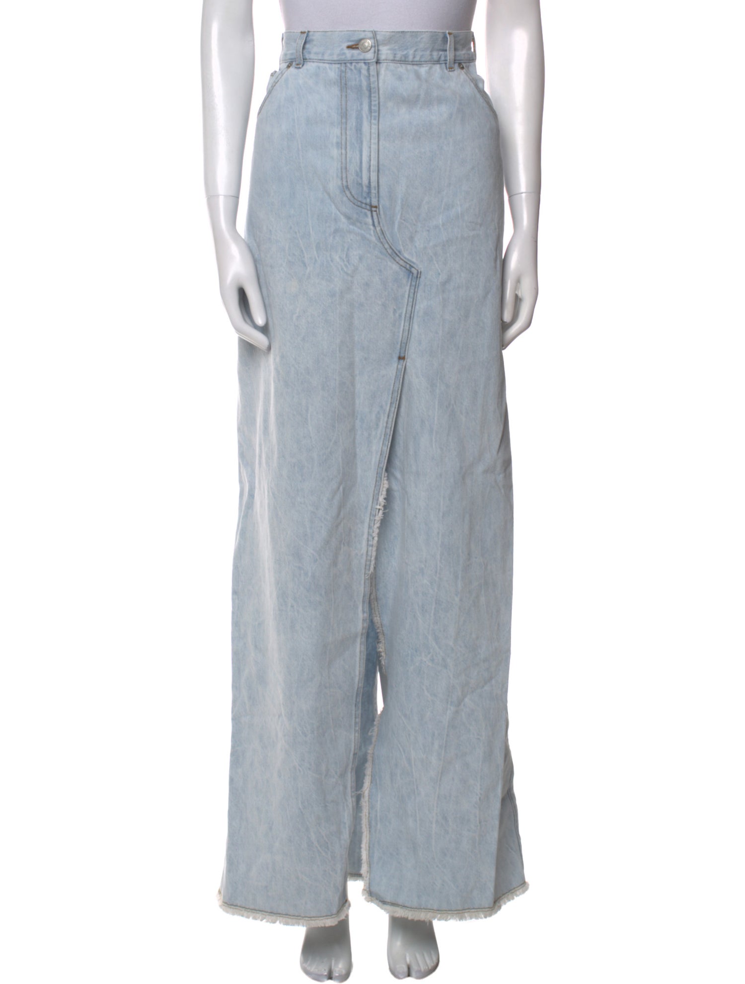 Dries Van Noten Raw-Edge Trim Long Skirt