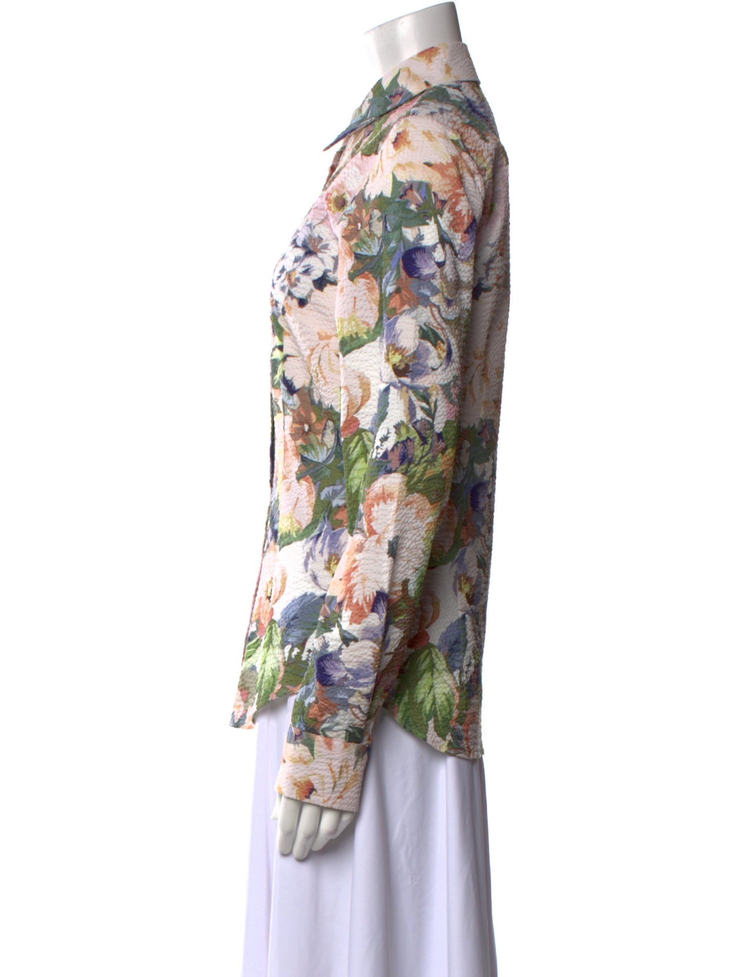 Dries Van Noten Floral Print Long Sleeve Button-Up Top