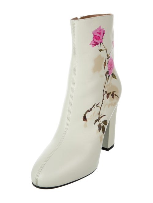 Dries Van Noten Leather Floral Print Lace-Up Boots