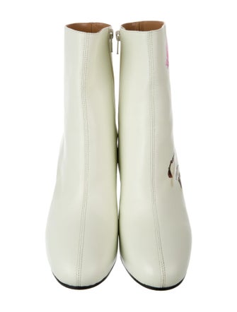 Dries Van Noten Leather Floral Print Lace-Up Boots