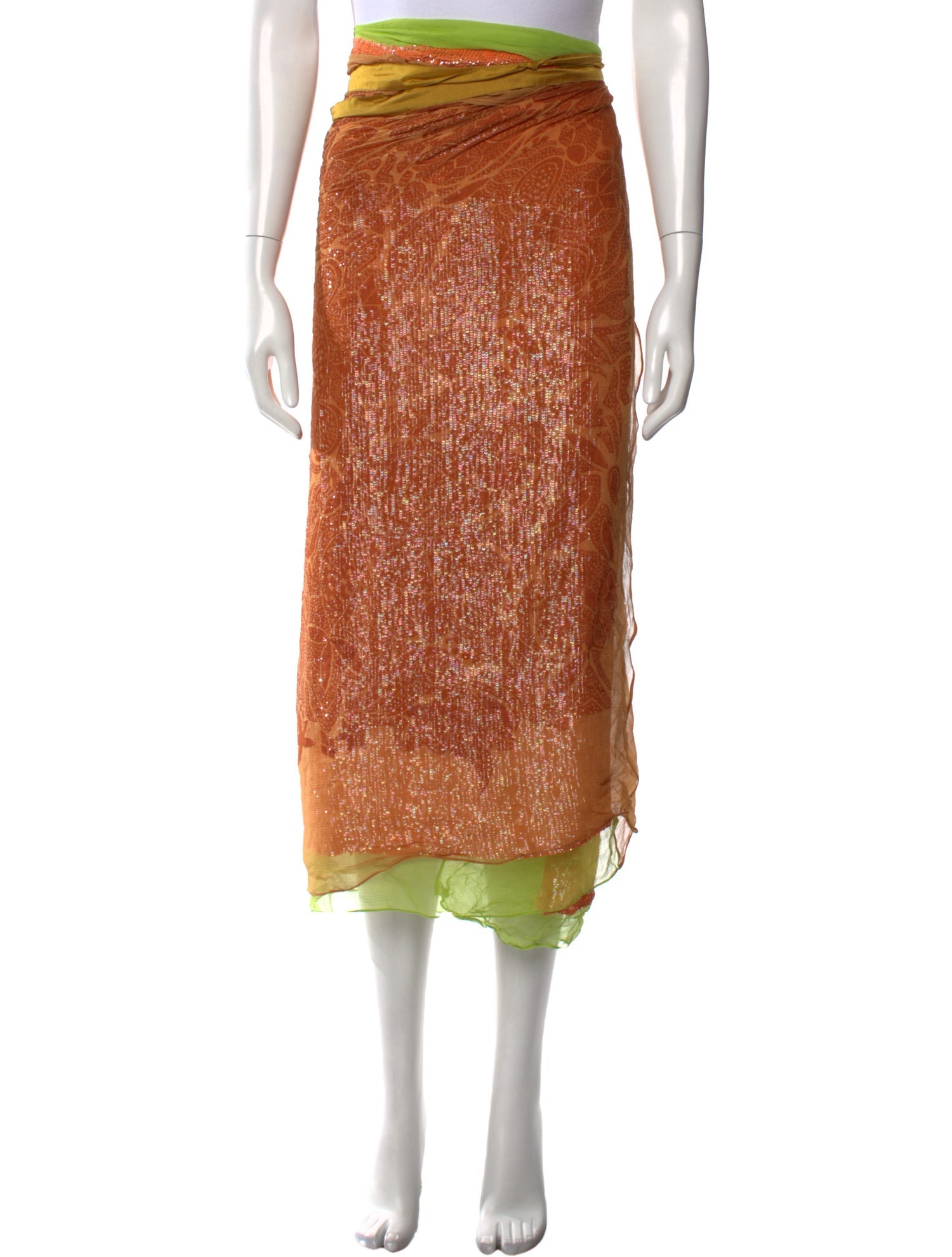 Dries Van Noten Silk Long Skirt