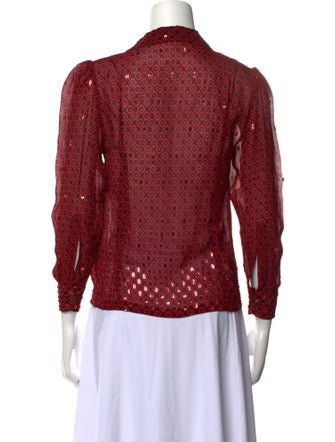 Dries Van Noten Printed Three-Quarter Sleeve Button-Up Top