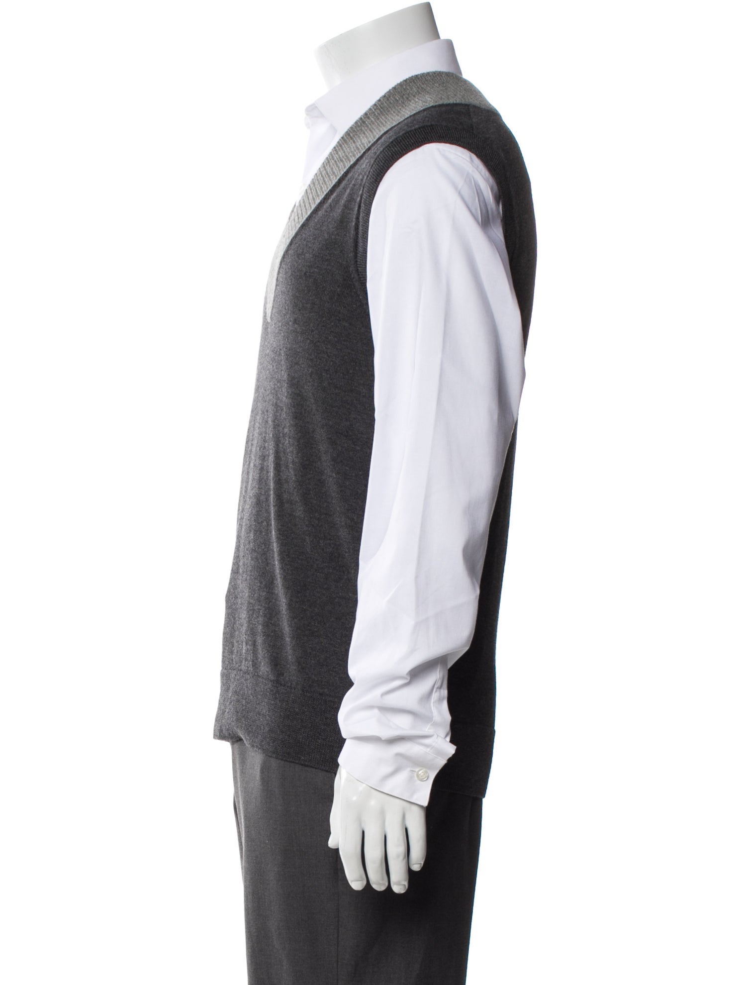 Dries Van Noten Merino Wool Colorblock Pattern Sweater Vest