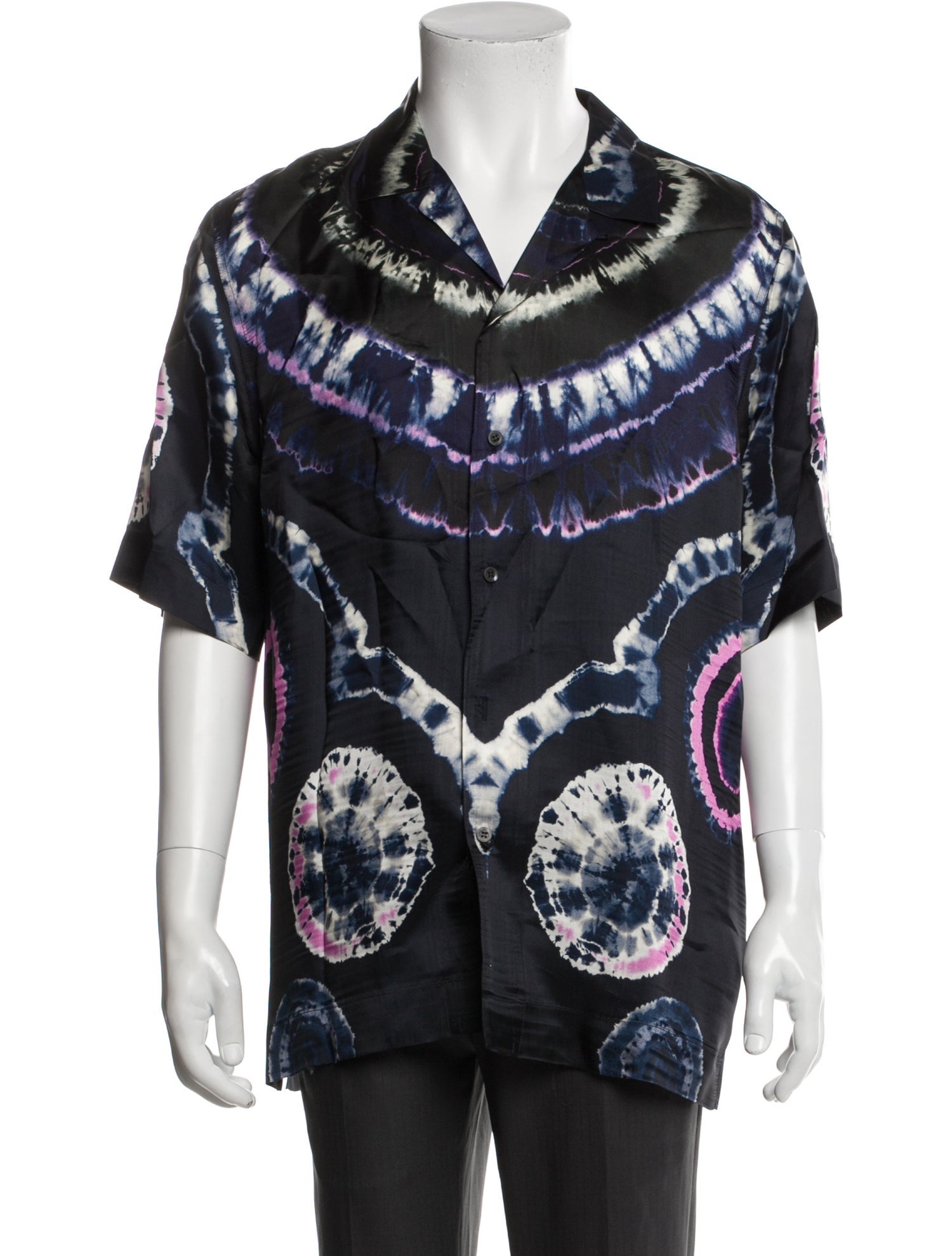 Dries Van Noten Tie-Dye Print Three-Quarter Sleeve Shirt
