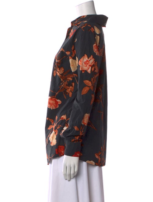 Dries Van Noten Floral Print Long Sleeve Button-Up Top