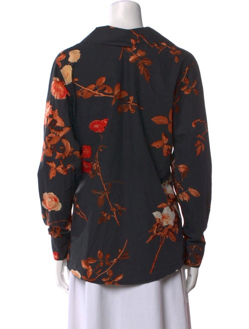 Dries Van Noten Floral Print Long Sleeve Button-Up Top