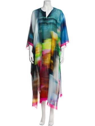 Dries Van Noten Tie-Dye Print Raw-Edge Trim Cover-Up