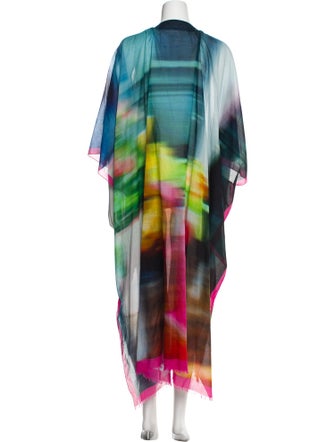 Dries Van Noten Tie-Dye Print Raw-Edge Trim Cover-Up