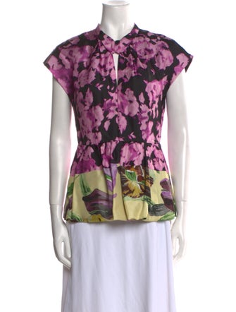 Dries Van Noten Silk Floral Print Blouse
