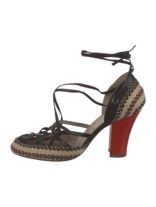 Dries Van Noten Leather Animal Print T-Strap Pumps