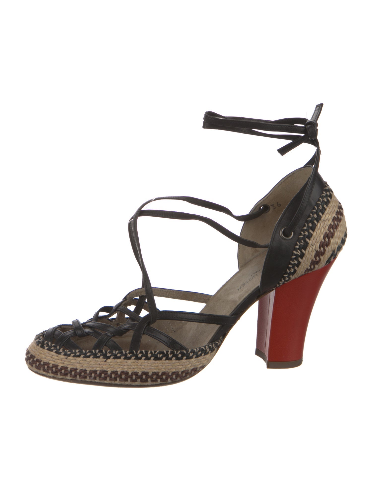 Dries Van Noten Leather Animal Print T-Strap Pumps