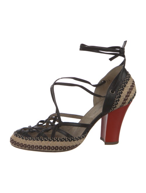 Dries Van Noten Leather Animal Print T-Strap Pumps