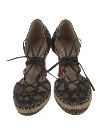 Dries Van Noten Leather Animal Print T-Strap Pumps