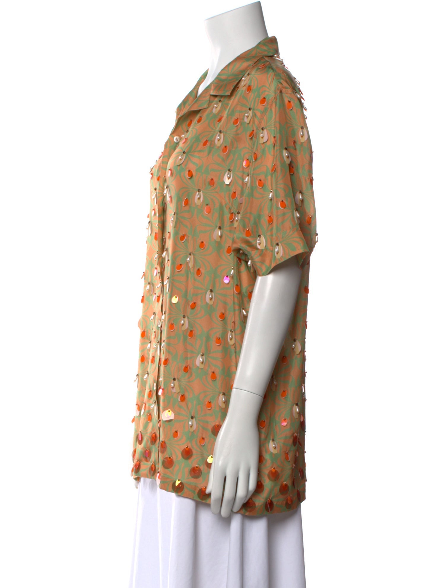 Dries Van Noten Silk Printed Button-Up Top