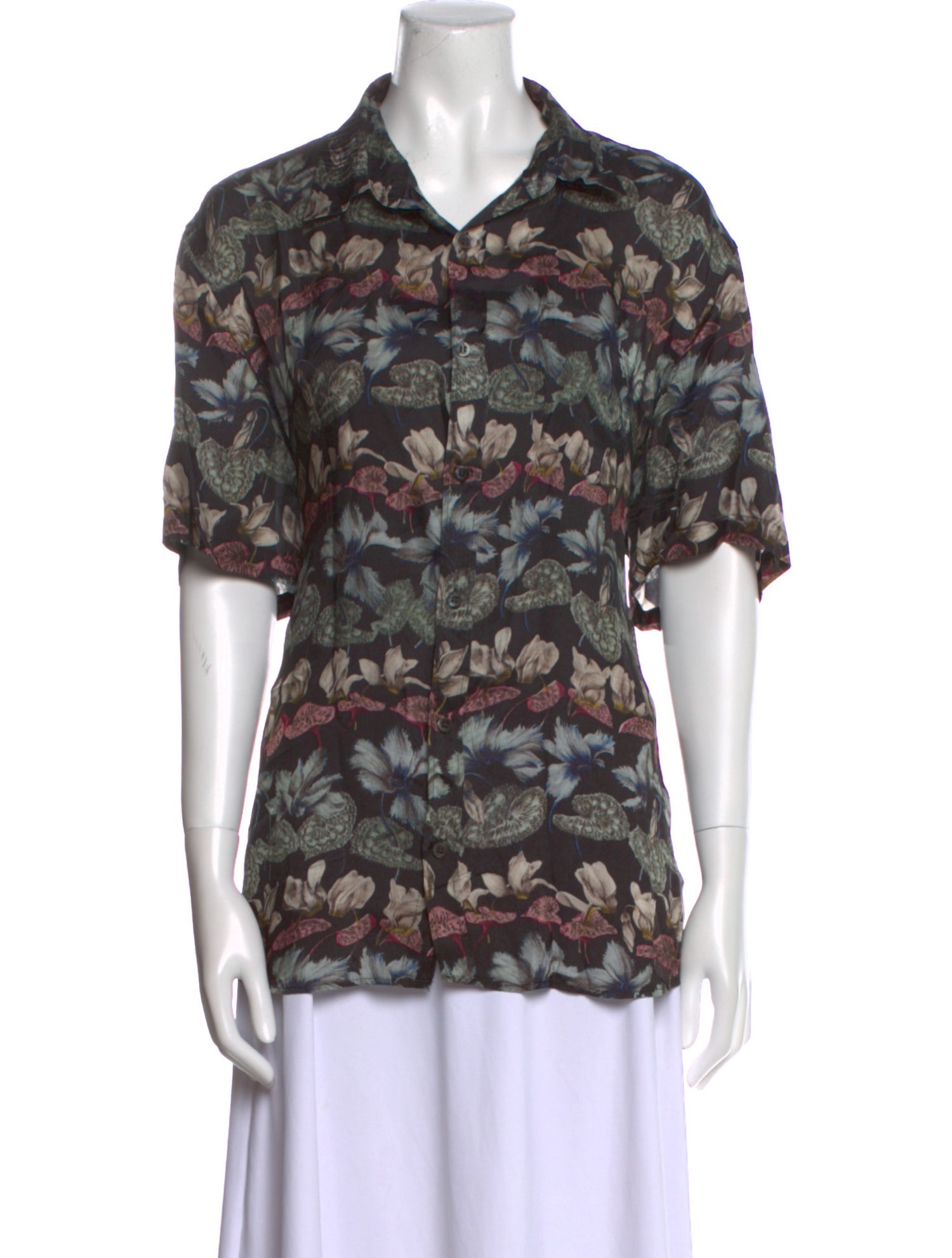Dries Van Noten Printed Cowl Neck Blouse