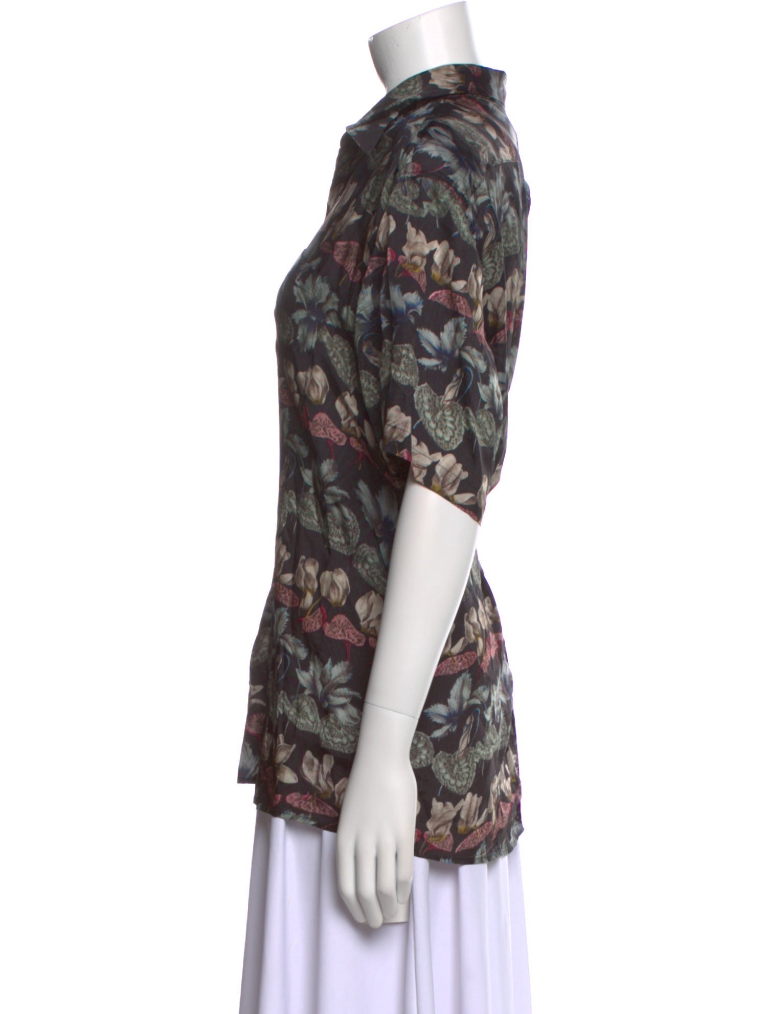 Dries Van Noten Printed Cowl Neck Blouse