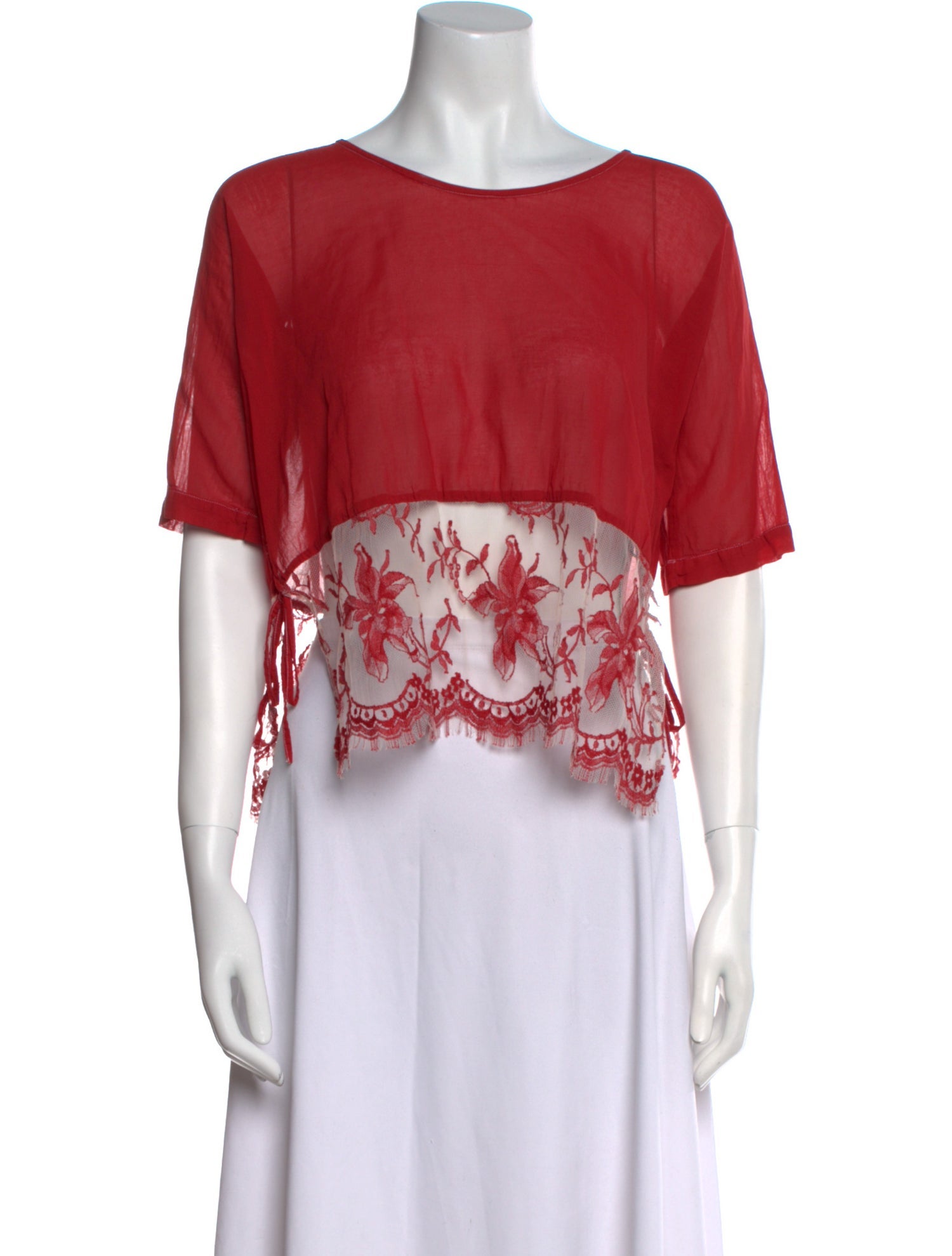 Dries Van Noten Scoop Neck Short Sleeve Crop Top