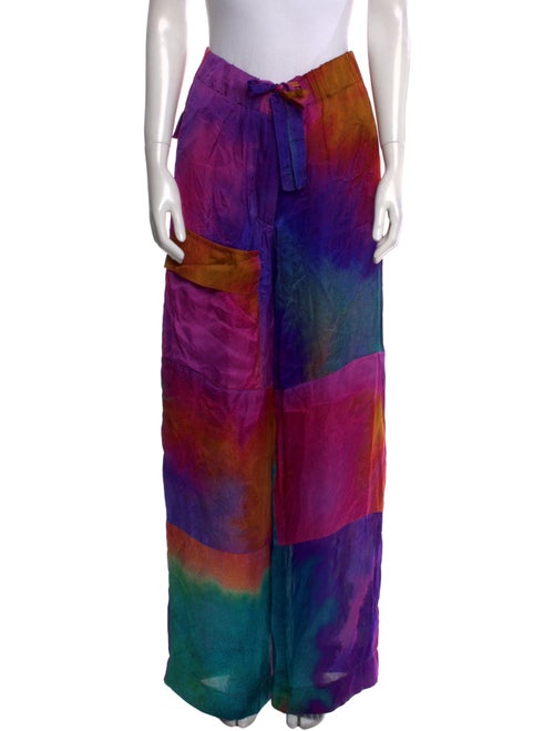 Dries Van Noten Tie-Dye Print Wide Leg Pants