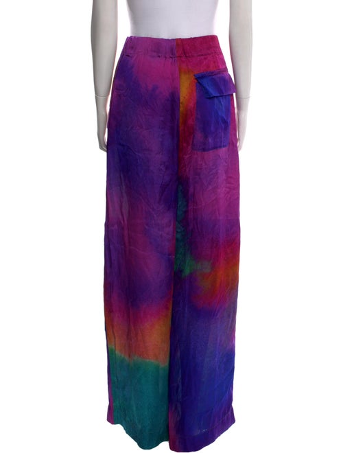 Dries Van Noten Tie-Dye Print Wide Leg Pants