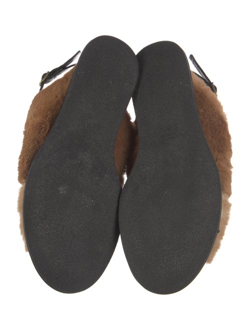 Dries Van Noten Faux Fur Colorblock Pattern Slingback Sandals