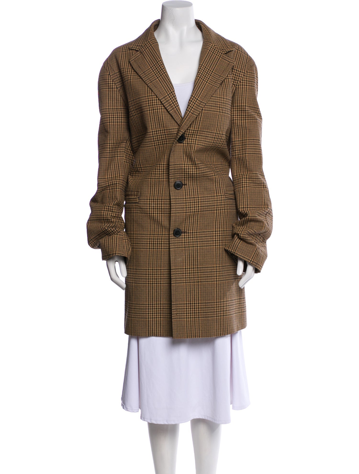 Dries Van Noten Plaid Print Peacoat