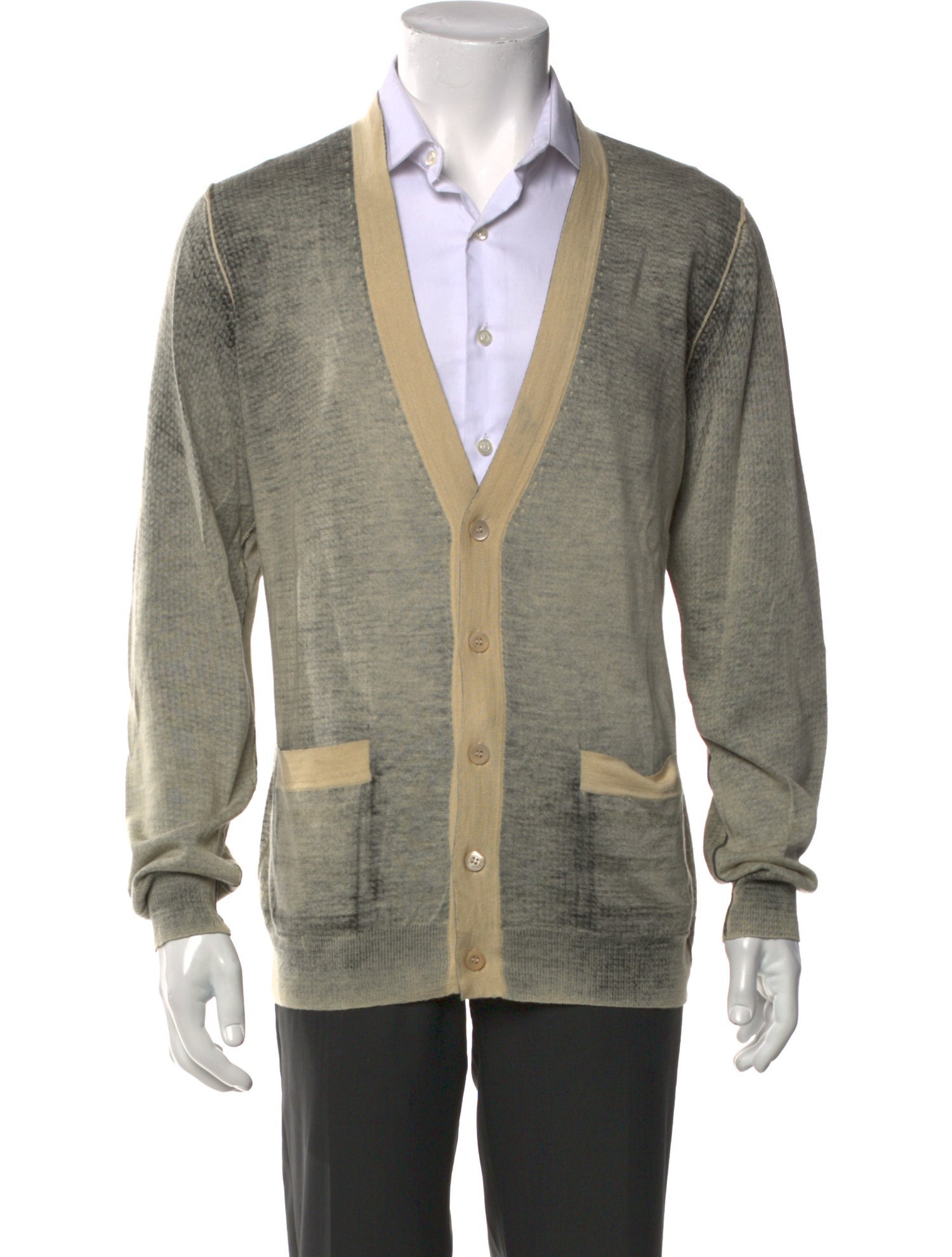 Dries Van Noten Colorblock Pattern V-Neck Cardigan