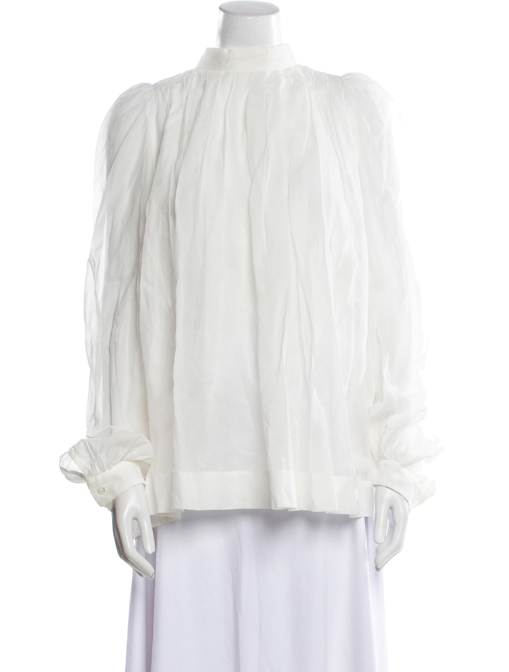 Dries Van Noten Mock Neck Long Sleeve Blouse