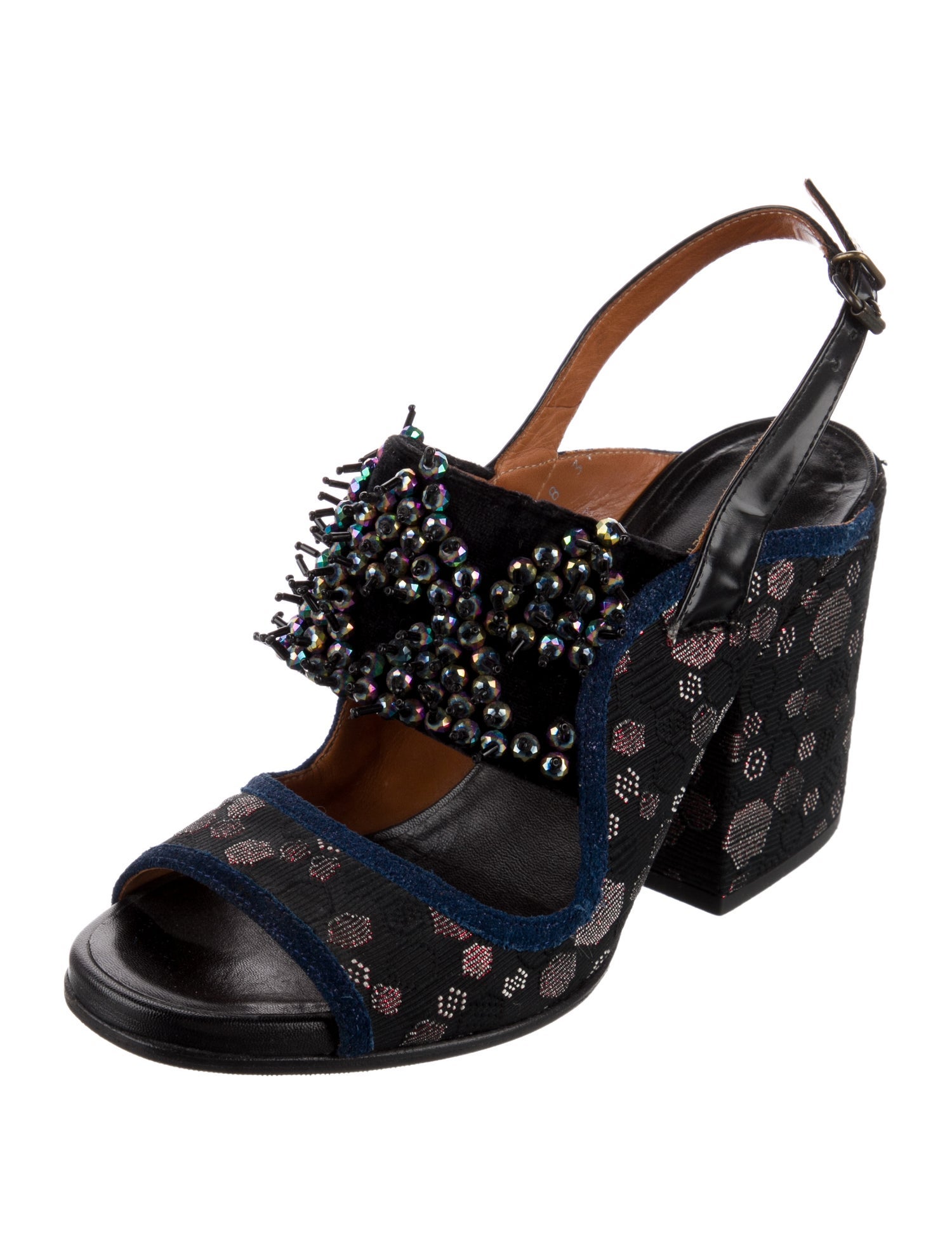 Dries Van Noten Leather Printed Slingback Sandals