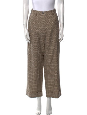 Dries Van Noten Plaid Print Wide Leg Pants