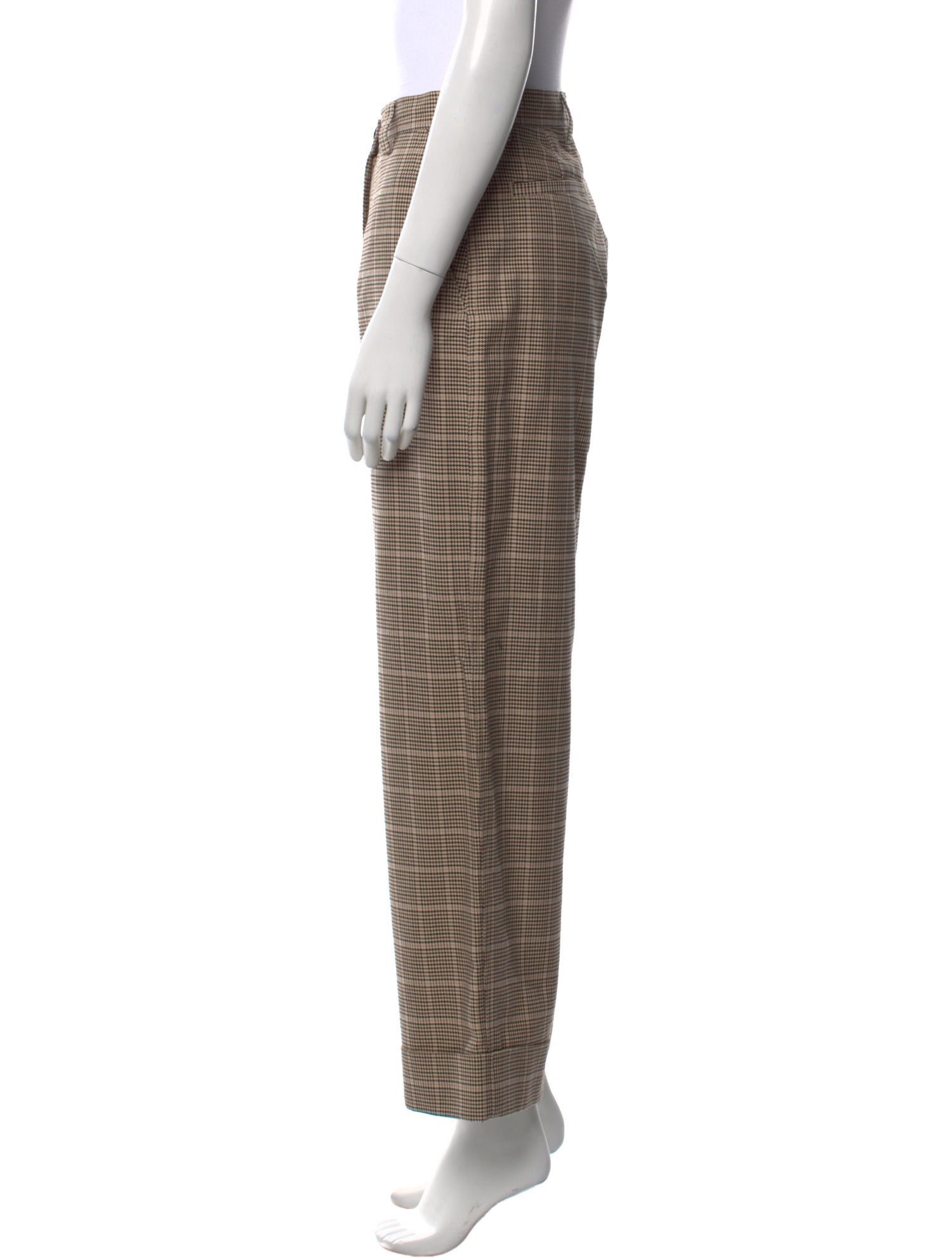Dries Van Noten Plaid Print Wide Leg Pants