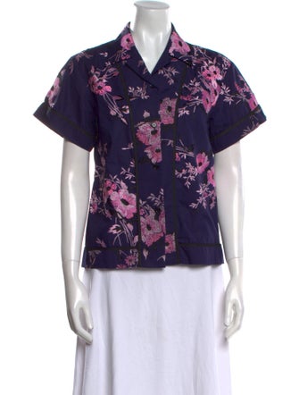 Dries Van Noten Floral Print Short Sleeve Button-Up Top