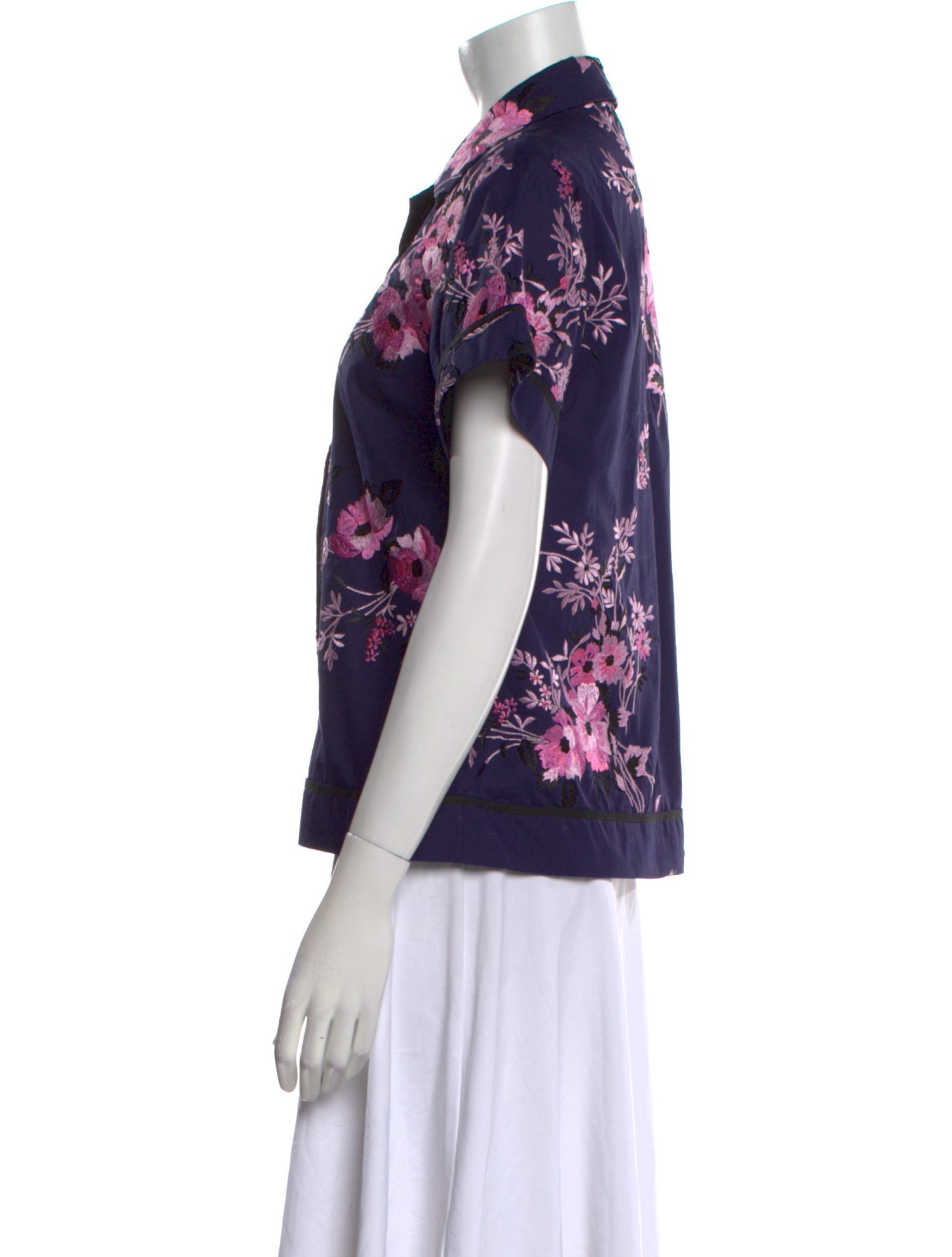 Dries Van Noten Floral Print Short Sleeve Button-Up Top