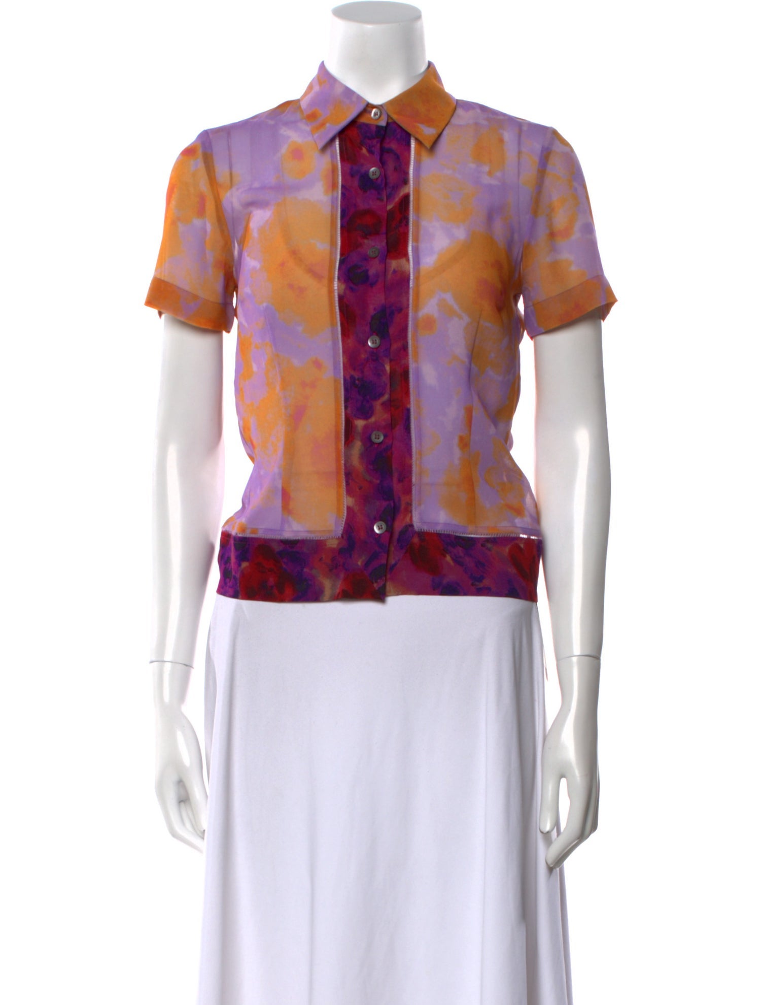 Dries Van Noten Printed Short Sleeve Button-Up Top