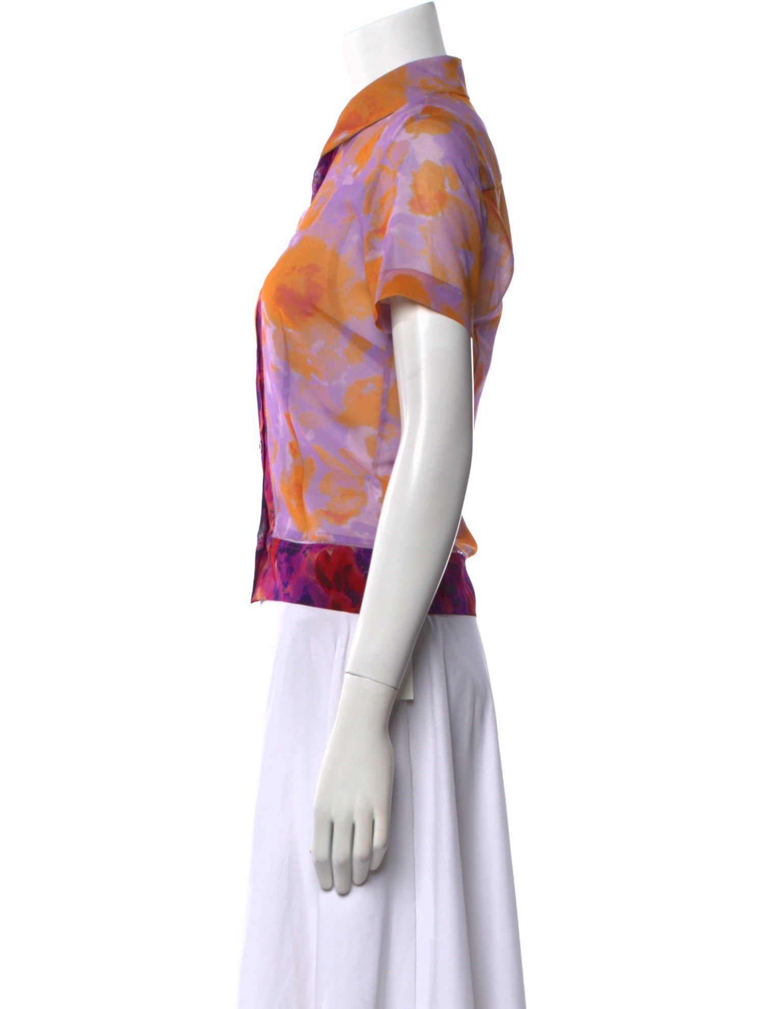 Dries Van Noten Printed Short Sleeve Button-Up Top