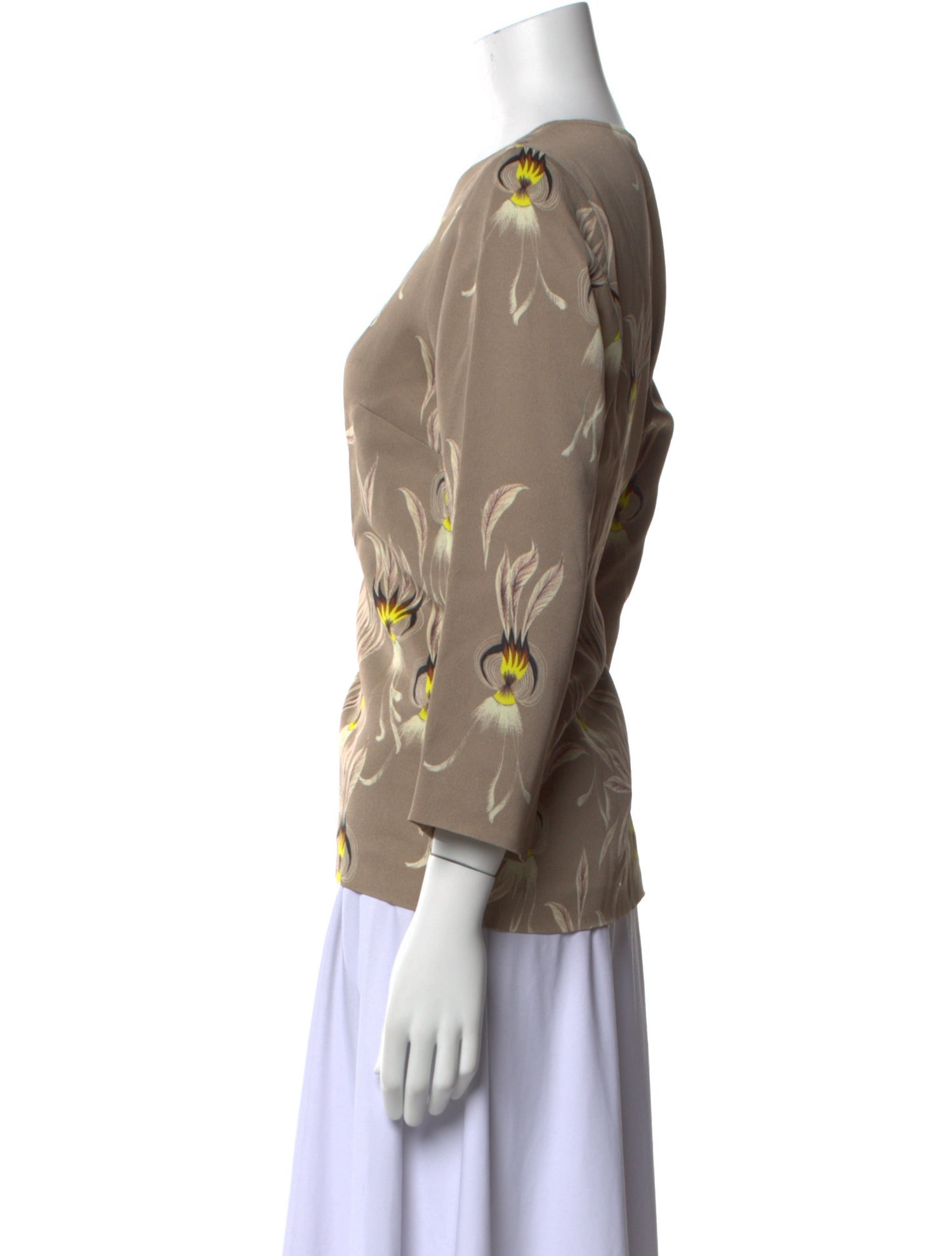 Dries Van Noten V-Neck Three-Quarter Sleeve Blouse