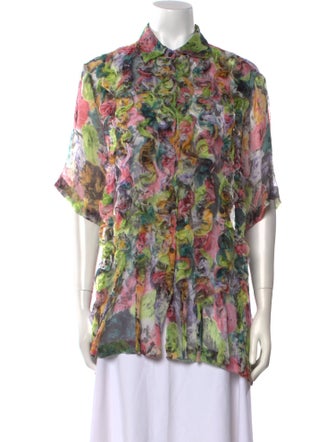 Dries Van Noten Silk Printed Button-Up Top